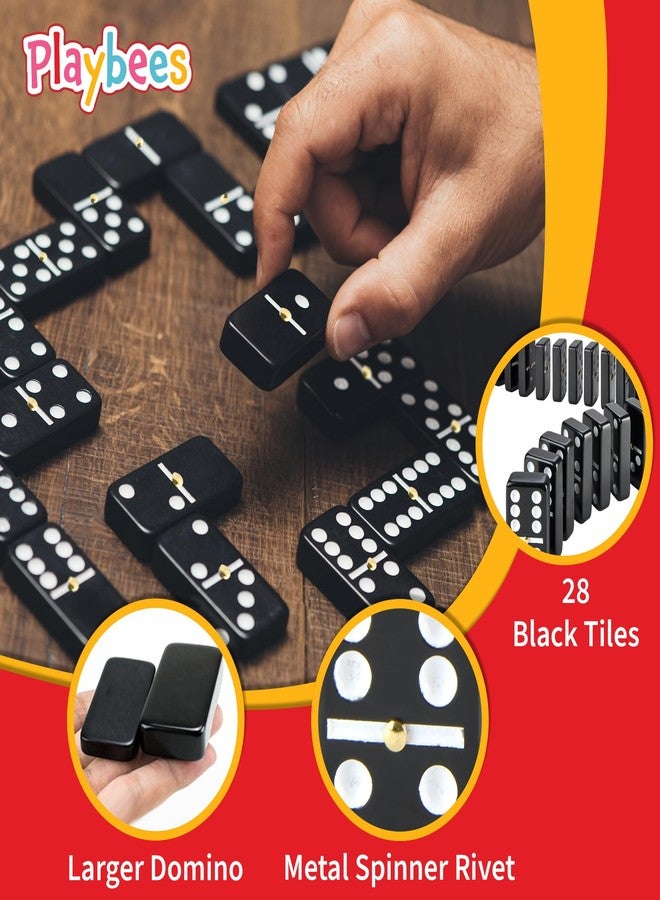 Playbees Jumbo Double Six Dominoes Set - 28 Black Classic Tiles in Faux Leather Case - Fun Educational Toy for Kids, Boys, Girls, Classroom Kit, Classic Game Night Party Favors Set, Travel-Friendly - Image 5